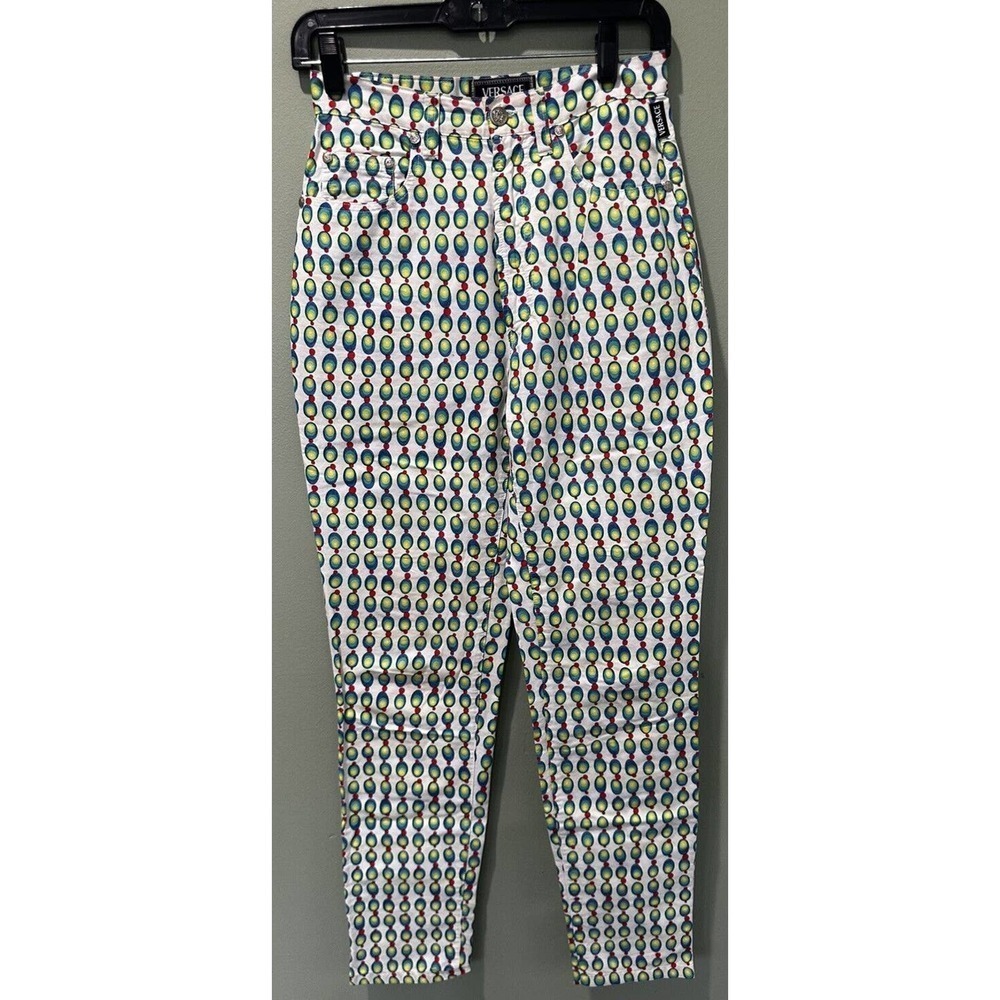 Vtg 90’s Versace Pants Colorful Olive Novelty Disco Atomic Art To Wear S… - Picture 3 of 16
